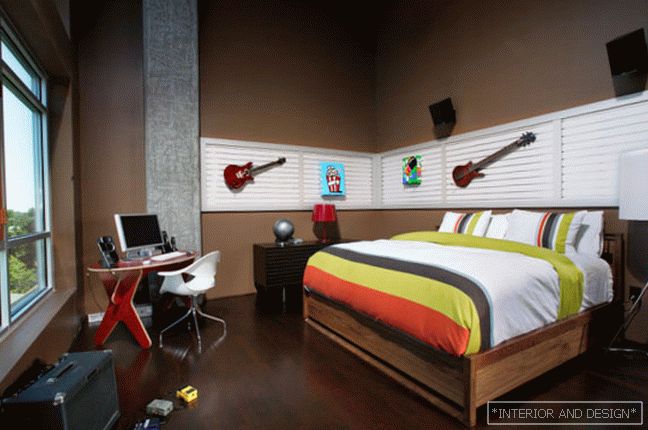 Fotografija spalnice za fanta v slogu lofta